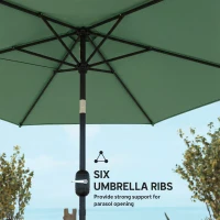 Outsunny 2.6 m Garden Parasol Umbrella with Aluminium Pole, Outdoor Patio Umbrella with Tilt and Crank, Vent, Dark Green(m-8)