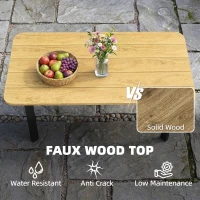 Outsunny Outdoor Garden Coffee Table, Garden Table with Slatted Wood Plastic Composite Top and Metal Frame, Brown(m-4)