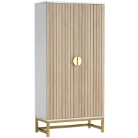 HOMCOM Armoire de cuisine meuble cuisine rangement avec 12 étagères à portes, étagères ajustables, 58x29x119,5cm, blanc(m-1)
