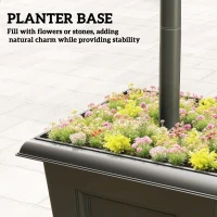 Outsunny Garden Solar Lamp Post Light, Waterproof LED Solar Light Post with Planter, Black(m-7)