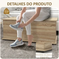 HOMCOM Banco de Arrumação com Dobradiça de Segurança Estilo Moderno para Corredor Quarto Sala 100x40x40 cm Carvalho(m-6)