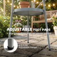 Outsunny Stolik Ø36 cm, stolik balkonowy z metalu, stolik pomocniczy na taras, okrągły stolik ogrodowy na balkon, taras, ogród, ciemnoszary(m-5)