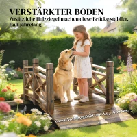 Outsunny Holzbrücke mit Geländer Gartenbrücke aus Tannenholz Teichbrücke mit Antik-Optik, begehbar 174 x 78 x 57,5 cm Verkohlt(m-6)