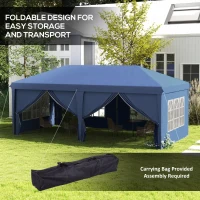 Outsunny 3 x 6m Pop-Up Gazebo, with Curtain Walls and Windows - Blue(m-5)