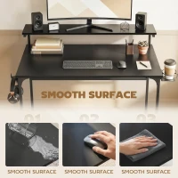 HOMCOM Computer Desk, 80cm Home Office Study Table with Hutch Shelf, Cup Holder, Headphone Hook, Black(m-5)