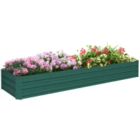 Outsunny Carré potager rectangulaire, lit de jardin surélevé en acier galvanisé, fond ouvert, 240 x 60 x 30 cm, vert(m-11)