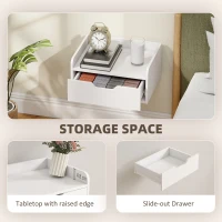 HOMCOM Floating Nightstands Set of 2, Wall Mounted Bedside Table with Drawer for Bedroom, White(m-6)