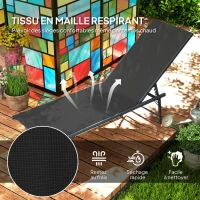 Outsunny Lot de 2 bain de soleil chaise longue pliante textilène transat jardin extérieur inclinable 54 x 164 x 84 cm noir(m-5)