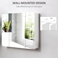 kleankin Wall Mounted Mirror Cabinet - White(m-4)