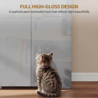 HOMCOM 180 cm Tall Kitchen Cupboard, Pantry Storage Cabinet with Soft Close Doors and Adjustable Shelves, High Gloss Grey(m-4)