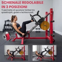 SPORTNOW Leg Press Machine con Ruote, Macchina Regolabile per Gambe e Squat(m-6)