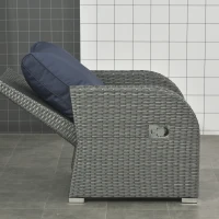 Outsunny Six-piece Outdoor Rattan Dining Set, Outdoor Sofa Set with Reclining Armchairs and Mental Frame, Blue(m-9)