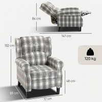 HOMCOM 160° Reclining Armchair, with Footrest - Grey and White(m-3)