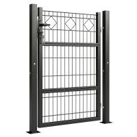 Outsunny Gartentor aus verzinktem Metall Gartentür mit Griff, Schloss Schlüssel abschließbar Zauntor 100x131cm Dunkelgrau