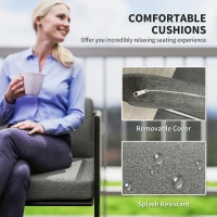 Outsunny 4 Piece Rattan Garden Furniture Set, 4 Seater Wicker Outdoor Sofa Set with 2 Armchairs, Loveseat, Tempered Glass Top Coffee Table, Cushions, Patio Conservatory Set for Balcony, Dark Grey(m-6)