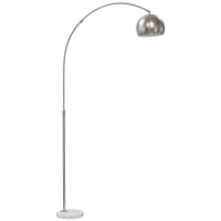 HOMCOM Arc Floor Lamp for Living Room, Modern Adjustable Standing Lamp with Faux Black Marble Base Silver Tone