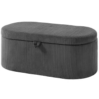 HOMCOM Storage Ottoman, Corduroy Upholstered Ottoman Storage Box with Padded Seat, 105 x 51 x 49 cm, Dark Grey(m-11)