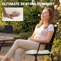 Outsunny Outdoor Chair Seat Cushions Set of 2, Garden Chair Cushions with 7cm Thick Foam & Ties, Cream White(m-4)