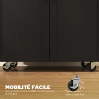 HOMCOM Dessert îlot de cuisine multi-rangements tiroirs placard 2 portes avec étagère réglable 105 x 36 x 85 cm noir(m-5)