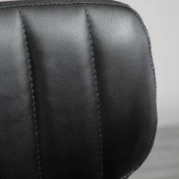 HOMCOM Rolling stool - 360° swivel work stool - ergonomic stool - adjustable seat height 47-62 cm - quilted PU upholstery black chrome metal(m-8)