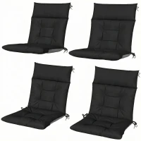 Outsunny Patio Chair Cushions Set of 4, Waterproof Non-Slip Lounge Chair Cushions, 112x53cm, Black(m-11)