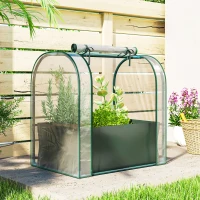 Outsunny Mini Serre avec Sac de Plantation, Serre Portable avec porte enroulable, 68 x 50 x 70 cm, Vert Foncé(m-10)