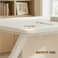 HOMCOM Compact Folding Desk for Small Spaces with Storage Shelf for Home Office, White(m-8)