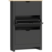 HOMCOM Armario de Zapatos 3 Puertas abatibles 2 Compartimentos Paneles de Partículas negro roble