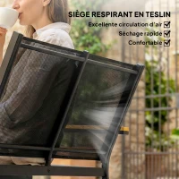 Outsunny Salon de jardin extérieur 4 pièces avec canapé 2 places, 2 chaises et table basse en verre trempé, noir(m-5)