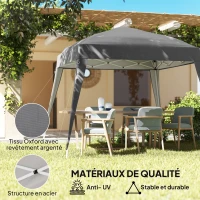 Outsunny Garden Canopy 3x3m Pop-up Folding Tent Steel Waterproof Polyester UV-Resistant with Carry Bag Gray(m-4)