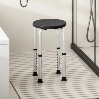 HOMCOM Tabouret de Douche réglable en Hauteur siège de Douche Ergonomique Pieds antidérapants Charge Max. 136 Kg alu HDPE Noir(m-10)