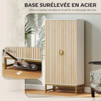 HOMCOM Armoire de cuisine meuble cuisine rangement avec 12 étagères à portes, étagères ajustables, 58x29x119,5cm, blanc(m-8)