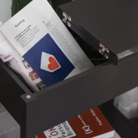 HOMCOM End Table, Narrow Side Table with Flip Top , Shelf, Dark Coffee(m-8)