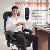 HOMCOM High Back Vibration Massage Office Chair Heated Reclining Computer Chair w/ Adjustable Height, Swivel Wheels, Black(m-4)