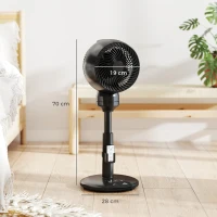 HOMCOM Air Circulator Fan Pedestal Cooling Fan with 3 Speed 3 Mode and Remote Control, 9 Inch, Black(m-3)