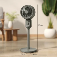 HOMCOM Air Circulator Fan Pedestal Cooling Fan with 3 Speed and Carry Handle, 9 Inch, Grey(m-3)