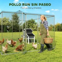 PawHut Gallinero para Exterior Grande 4x3x1,97 m 12 m² Gallinero de Acero Galvanizado con Puerta con Doble Cierre Plata(m-6)