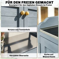 Outsunny Pflanztisch mit Unterschrank Outdoor Holz Gartenschrank mit verzinkter Arbeitsplatte 2 Schubladen 104x44x140 cm Hellgrau(m-6)