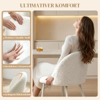 HOMCOM Esszimmerstühle, Küchenstühle, weich gepolstert mit Chenille, 50,5 x 57,5 x 78,5 cm, Cremeweiß(m-6)