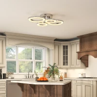 HOMCOM LED Ceiling Light, Modern Dimmable 4 Rings Ceiling Lamp with Wall Switch, 40W 4350lm Flush Mount Ceiling Light with 3500K/4500K/6000K Colour Temperatures for Living Room, Bedroom, Silver Tone(m-8)