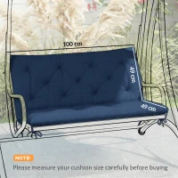Outsunny 2 Seater Bench Pad, Garden Chair Cushion with Back and Ties for Indoor and Outdoor Use, 98 x 100 cm, Dark Blue(m-3)