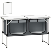Outsunny Camping Küche faltbar Campingschrank mit Aluminiumgestell Staufach Arbeitsplatte für Camping Reisen Silber