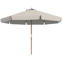 Outsunny 3.3m Elegant Wooden Parasol - Grey(m-10)