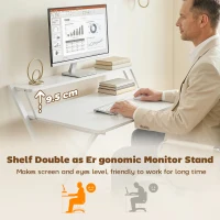 HOMCOM Compact Folding Desk for Small Spaces with Storage Shelf for Home Office, White(m-6)