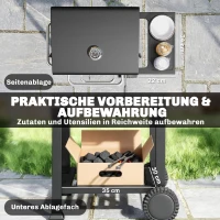 Outsunny Holzkohlegrill Kompakt Grillwagen mit Deckel Thermometer Grillrost Seitentisch Aschefach Lüftungsschlitzen(m-7)