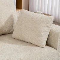 HOMCOM Sofá bege de 3 lugares com revestimento em veludo Raindrop, assento profundo, almofadas com molas, apoios de braço largos e 4 almofadas(m-5)