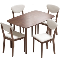 HOMCOM Conjunto Mesa de Comedor con 4 Sillas Mesa de Cocina con Sillas para 4 Personas Asiento Acolchado Crema