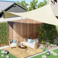 Outsunny Rectangular Shade Sail 3 x 4 m High-Density Polyethylene UV Protection With Storage Bag - Cream(m-2)