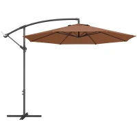 Outsunny 2.45m Overhanging Cantilever Parasol, with Cross Base - Brown(m-1)