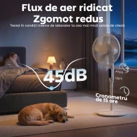 HOMCOM Ventilator pe Suport cu Telecomandă, Ventilator Vertical, Alb(m-7)